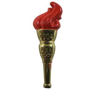 2004 Olympic Team USA Torch Athlete Sport Rings Gold Lapel Hat Pin
